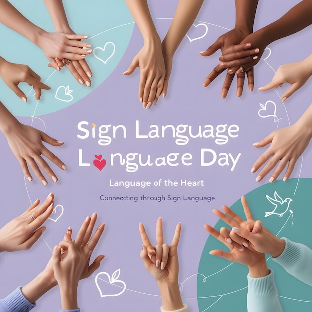 Photo heartfelt sign language celebration hands forming alphabet with symbols of love unity amp global