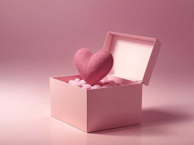 Heartfelt Surprise Open Gift Box with a Cute Little Heart