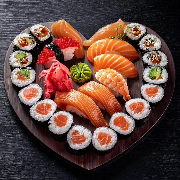 Photo heartfelt sushi a perfect arrangement of freshness