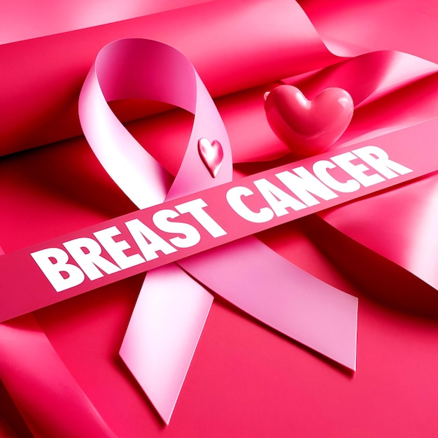 Photo a heartfelt tribute to breast cancer awareness featuring a pink ribbon and heart