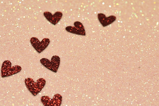 Photo hearts over abstract background with bokeh defocused lights