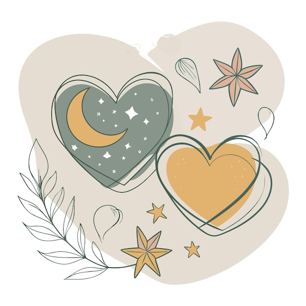 Photo hearts ans stars pastel heart minimal sticker heart and star