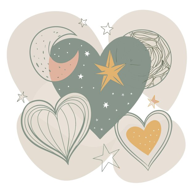 Hearts ans stars pastel heart minimal sticker heart and star