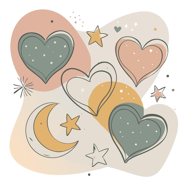 Photo hearts ans stars pastel heart minimal sticker heart and star