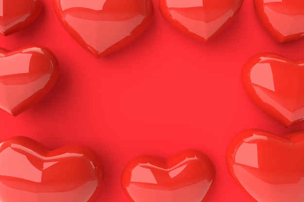 Hearts background. 3D rendering.