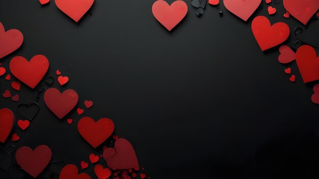 Photo hearts on a black background with a black background