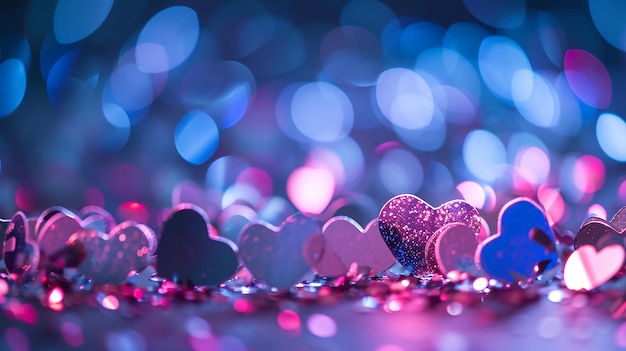 Hearts and Glitter Bokeh for Romantic Valentines Day