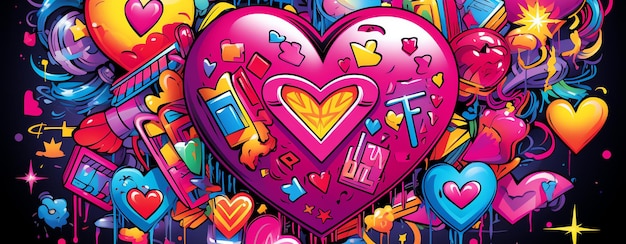 hearts graffiti AI generated image