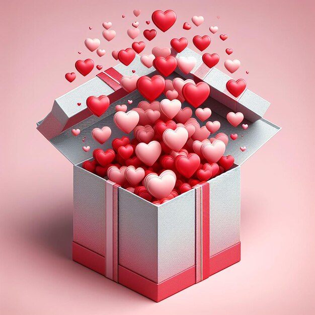 Hearts Overflowing from a Gift Box of Love