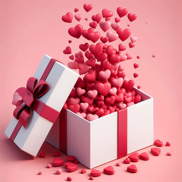 Hearts Overflowing from a Gift Box of Love