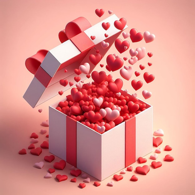 Hearts Overflowing from a Gift Box of Love