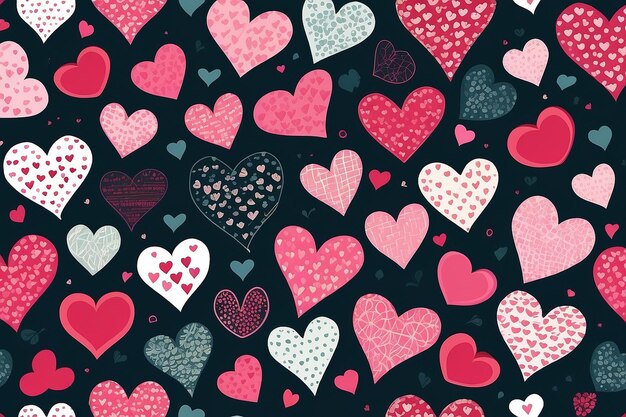 Hearts seamless pattern design for valentines day and any love concept