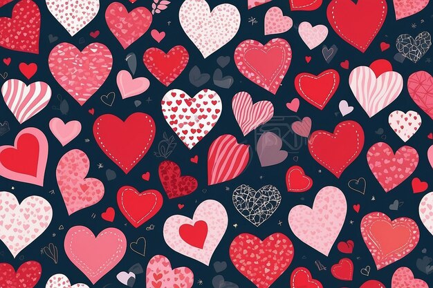 Hearts seamless pattern design for valentines day and any love concept