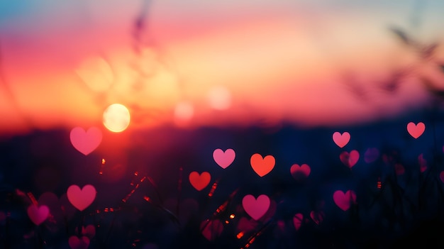 Photo hearts at sunset