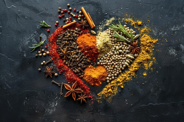 HeartShaped Arrangement of Aromatic Spices A Creative and Colorful Display of Indian Spices