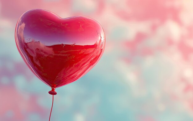 Heartshaped balloon on the pastel background professional advertising post photo ai generated