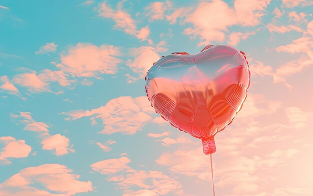 Heartshaped balloon on the pastel background professional advertising post photo ai generated