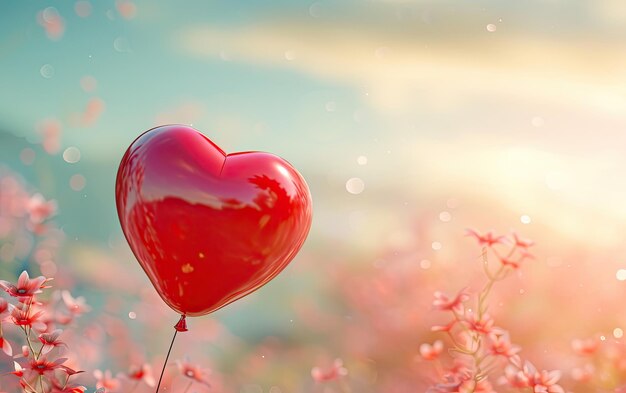 Heartshaped balloon on the pastel background professional advertising post photo ai generated