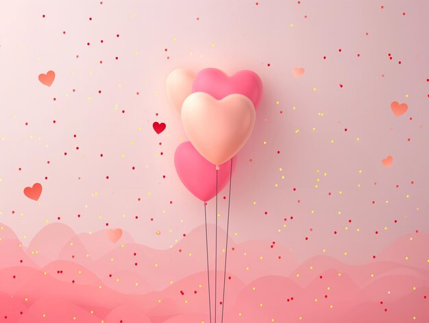 HeartShaped Balloons on Pink Romantic Background Generative Ai