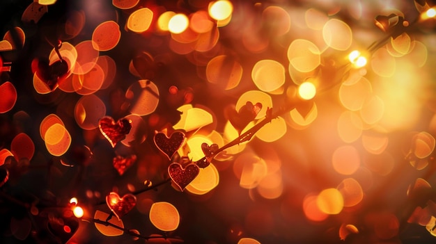 HeartShaped Bokeh and Tree Lights Background Display