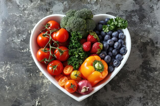 Heartshaped Bowl of Nutritious Diet Foods