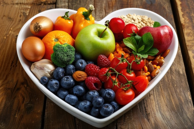 Heartshaped Bowl of Nutritious Diet Foods