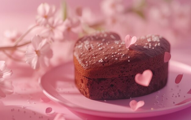 Heartshaped cake on the pastel background professional advertising food photo ai generated