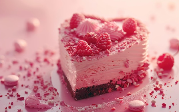 Heartshaped cake on the pastel background professional advertising food photo ai generated