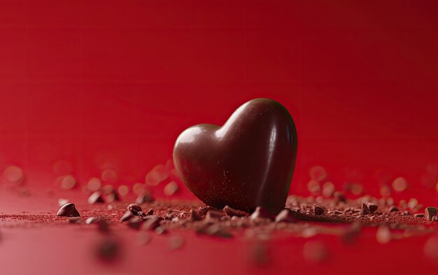 heartshaped chocolate candy on the red background professional food photo ai generated