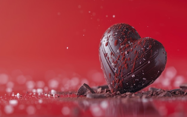 heartshaped chocolate candy on the red background professional food photo ai generated