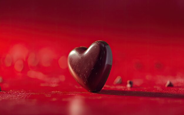 heartshaped chocolate candy on the red background professional food photo ai generated