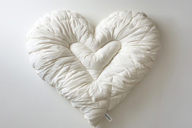 Photo heartshaped cushion placed on a smooth surface showcasing its plush texture and cozy design