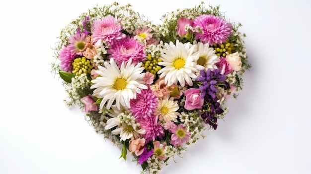 Heartshaped Flower Bouquet on White Background