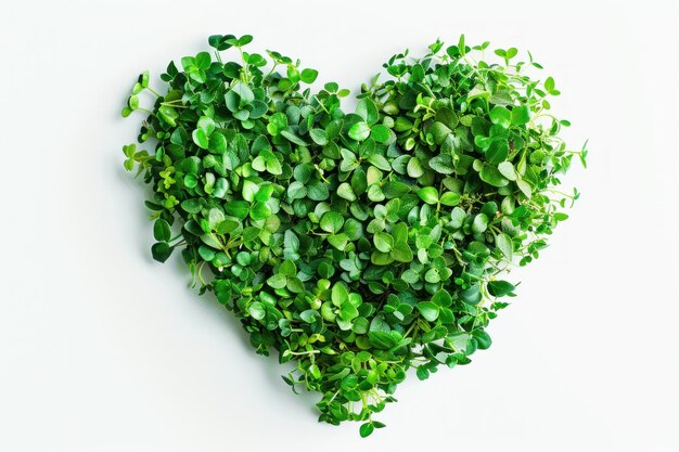 Photo heartshaped greenery on white background