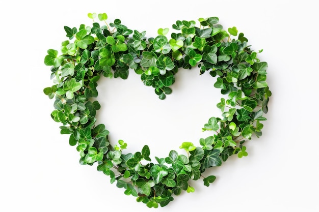 Photo heartshaped greenery on white background