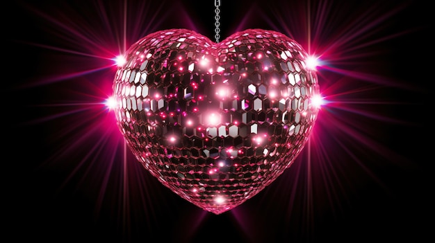 Heartshaped love symbol with a heartshaped disco ball