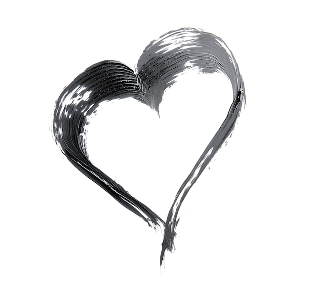 Photo heartshaped mascara brush stroke isolated on white