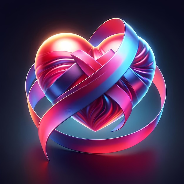 a heartshaped object with a ribbon around it