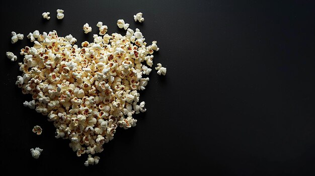 Photo heartshaped popcorn on black background