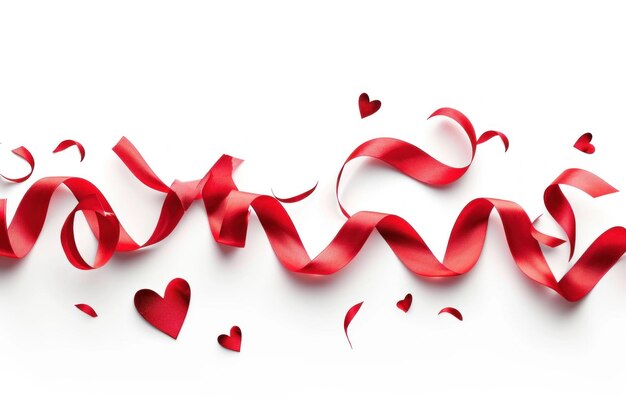 Photo heartshaped ribbons on white for valentines day