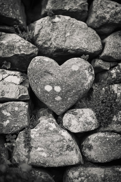 Photo heartshaped rock among rocky pile