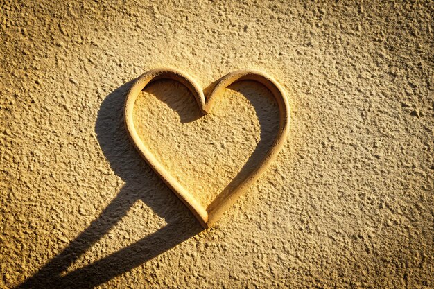 A heartshaped shadow cast on a wall