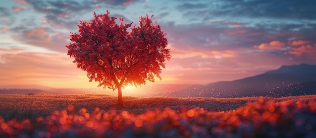 HeartShaped Tree at Sunset