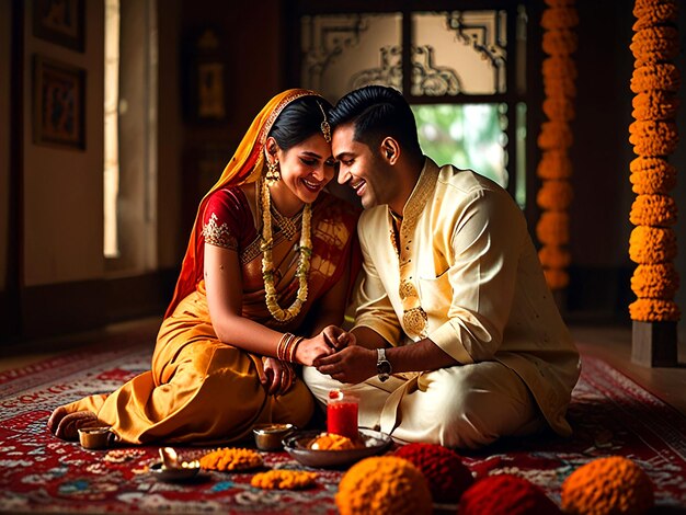 Heartwarming Bhai Dooj Celebration Sister Applying Tikka to Brother