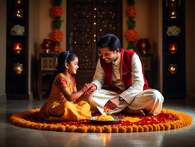 Heartwarming Bhai Dooj Celebration Sister Applying Tikka to Brother