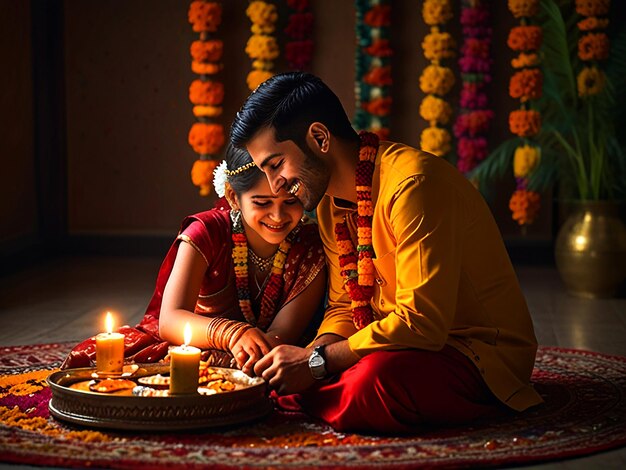 Heartwarming Bhai Dooj Celebration Sister Applying Tikka to Brother