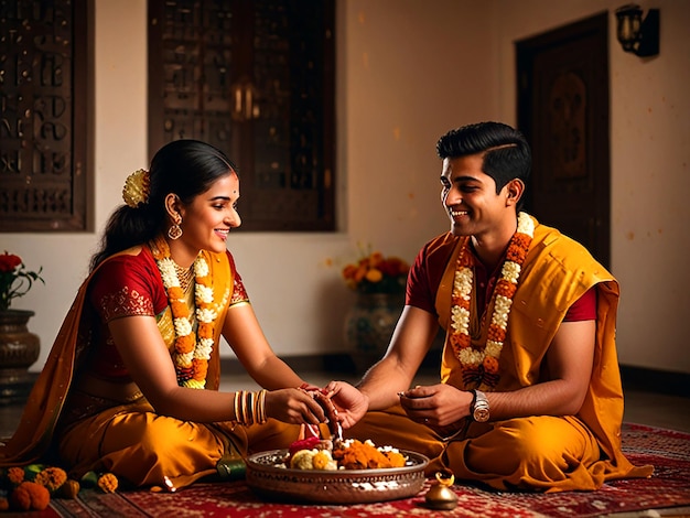 Heartwarming Bhai Dooj Celebration Sister Applying Tikka to Brother