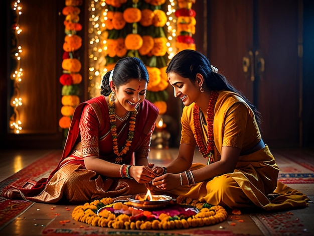 Heartwarming Bhai Dooj Celebration Sister Applying Tikka to Brother