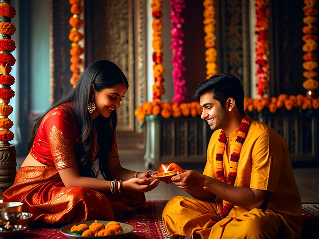 Heartwarming Bhai Dooj Celebration Sister Applying Tikka to Brother