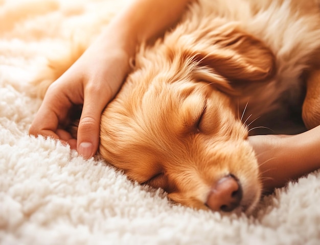 Heartwarming CloseUp of a Human Hand Holding a Dogs Paw Symbolizing Trust Care and Friendship